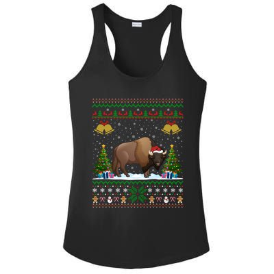 Funny Bison Xmas Gift Santa Hat Ugly Bison Christmas Gift Ladies PosiCharge Competitor Racerback Tank