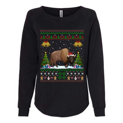 Funny Bison Xmas Gift Santa Hat Ugly Bison Christmas Gift Womens California Wash Sweatshirt