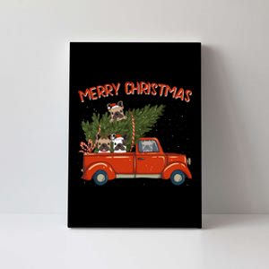 French Bulldog Xmas Red Pickup Retro Truck Frenchie Long Sleeve Canvas