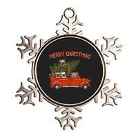 French Bulldog Xmas Red Pickup Retro Truck Frenchie Long Sleeve Metallic Star Ornament