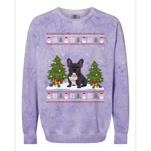 French Bulldog Xmas Tree Light Ugly Christmas Gift Colorblast Crewneck Sweatshirt