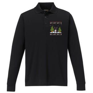 French Bulldog Xmas Tree Light Ugly Christmas Gift Performance Long Sleeve Polo