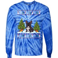 French Bulldog Xmas Tree Light Ugly Christmas Gift Tie-Dye Long Sleeve Shirt