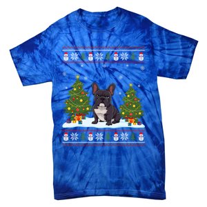 French Bulldog Xmas Tree Light Ugly Christmas Gift Tie-Dye T-Shirt