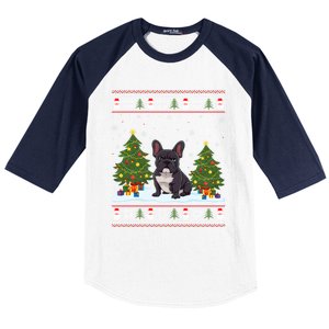 French Bulldog Xmas Tree Light Ugly Christmas Gift Baseball Sleeve Shirt