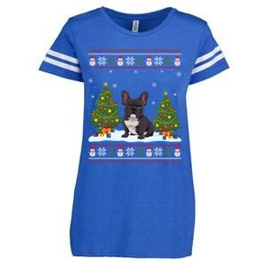 French Bulldog Xmas Tree Light Ugly Christmas Gift Enza Ladies Jersey Football T-Shirt