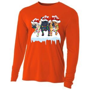 Funny Bulldog Xmas Gift Santa Hat French Bulldog Christmas Gift Cooling Performance Long Sleeve Crew