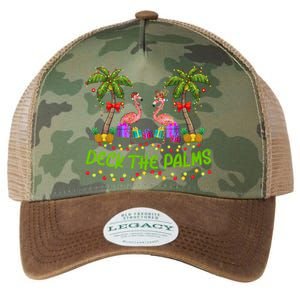 Flamingo Bird Xmas Lights Deck The Palm Flamingo Christmas Cool Gift Legacy Tie Dye Trucker Hat