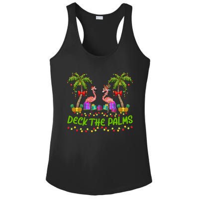 Flamingo Bird Xmas Lights Deck The Palm Flamingo Christmas Cool Gift Ladies PosiCharge Competitor Racerback Tank