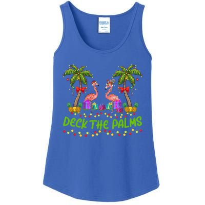 Flamingo Bird Xmas Lights Deck The Palm Flamingo Christmas Cool Gift Ladies Essential Tank