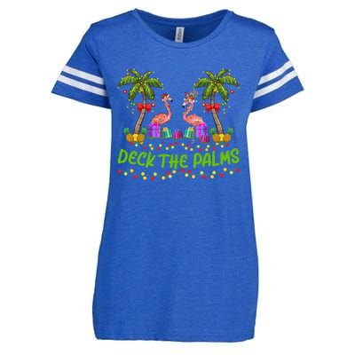 Flamingo Bird Xmas Lights Deck The Palm Flamingo Christmas Cool Gift Enza Ladies Jersey Football T-Shirt