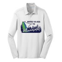 Funny Bring Ya Ass To Minnesota Silk Touch Performance Long Sleeve Polo