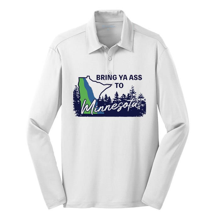 Funny Bring Ya Ass To Minnesota Silk Touch Performance Long Sleeve Polo