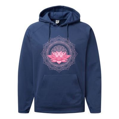 Flower Blossom Yoga Meditation Prana Art Boho Dala Lotus Great Gift Performance Fleece Hoodie