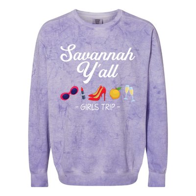 Funny Bachelorette Yall Savannah Trip Gift Colorblast Crewneck Sweatshirt