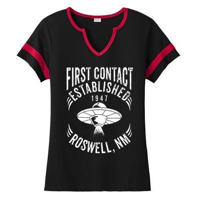 First Contact 1947 Roswell Ladies Halftime Notch Neck Tee