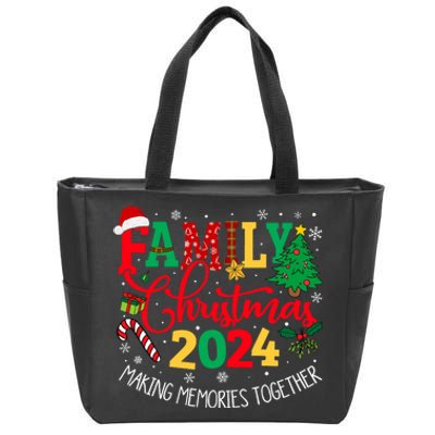 Family Christmas 2024 Matching Outfit Xmas Squad Santa Group Zip Tote Bag