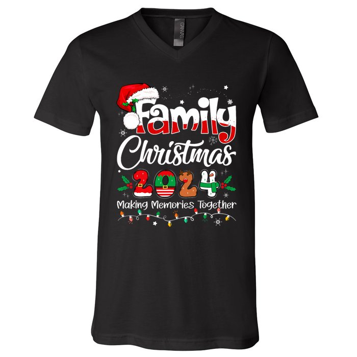 Family Christmas 2024 Matching Outfit Xmas Squad Santa V-Neck T-Shirt