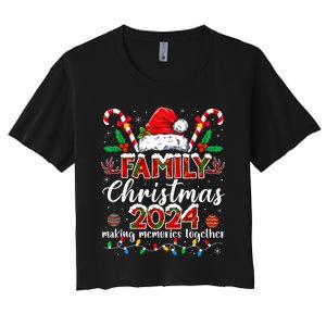 Family Christmas 2024 Matching Squad Santa Elf Funny Xmas Women's Crop Top Tee