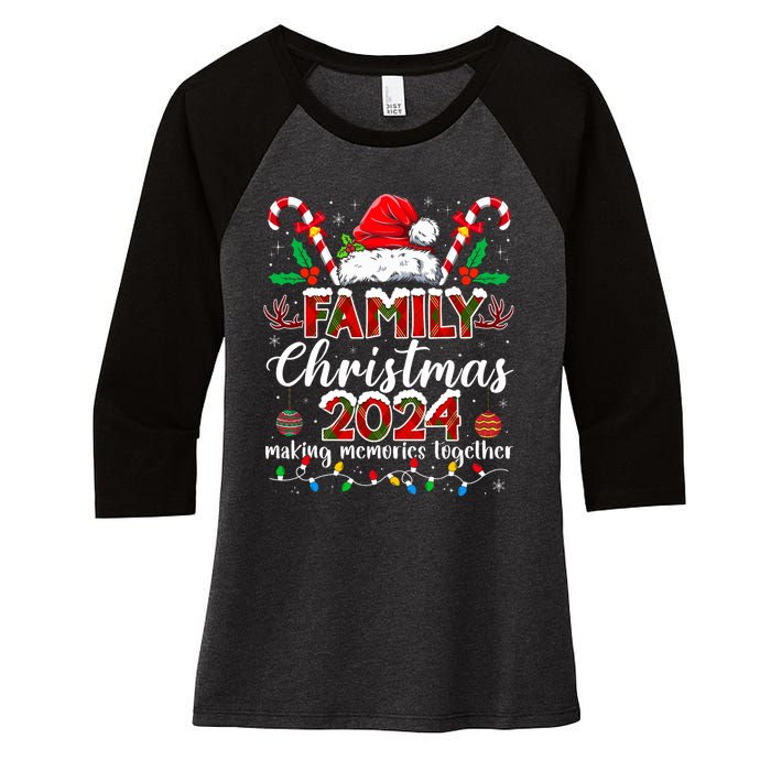 Family Christmas 2024 Matching Squad Santa Elf Funny Xmas Women's Tri-Blend 3/4-Sleeve Raglan Shirt