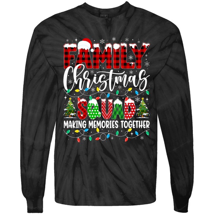 Family Christmas 2024 Matching Squad Santa Red Plaid Xmas Tie-Dye Long Sleeve Shirt