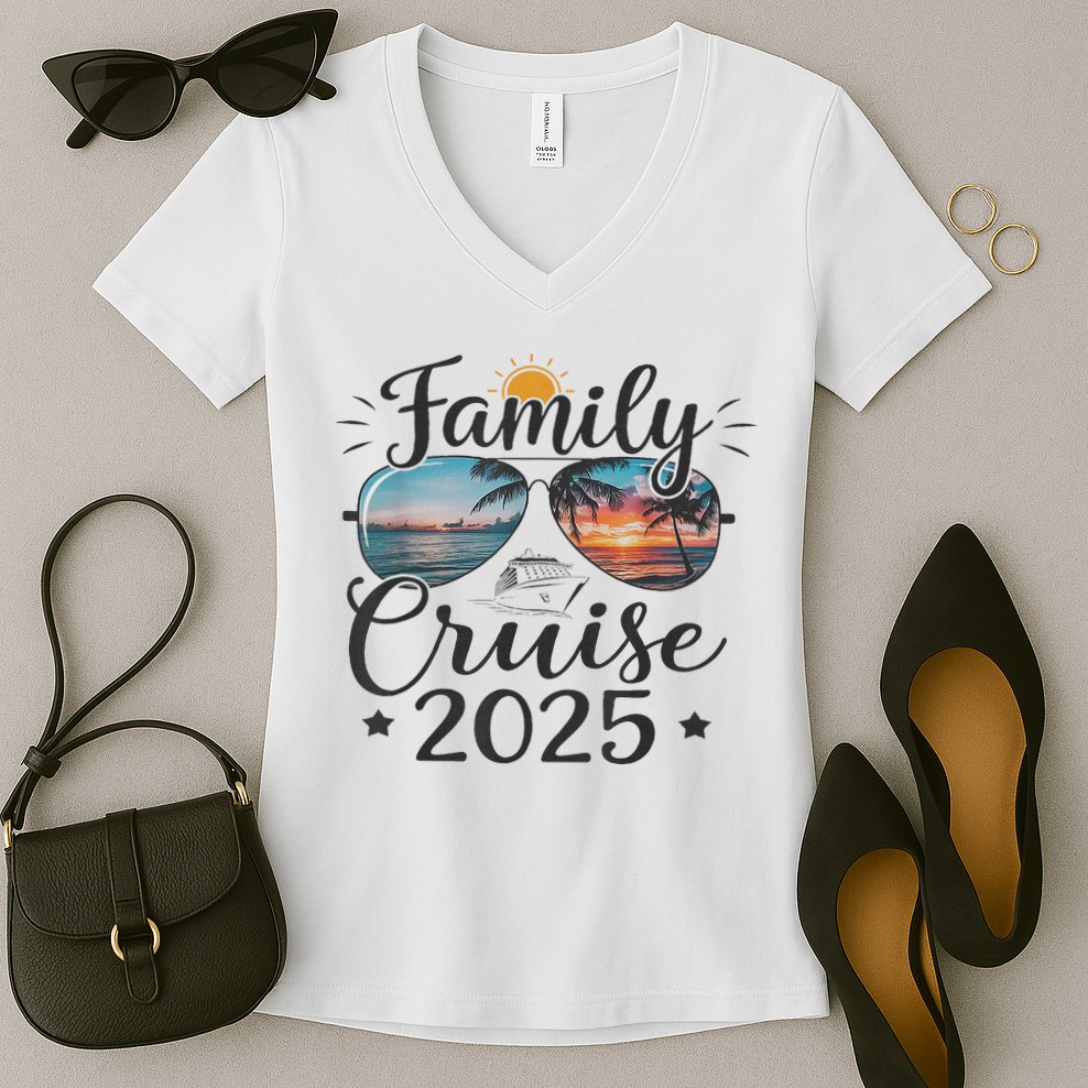 Family Cruise 2025 Vacation Trip Family Matching Cruise Ship Women's V-Neck T-Shirt