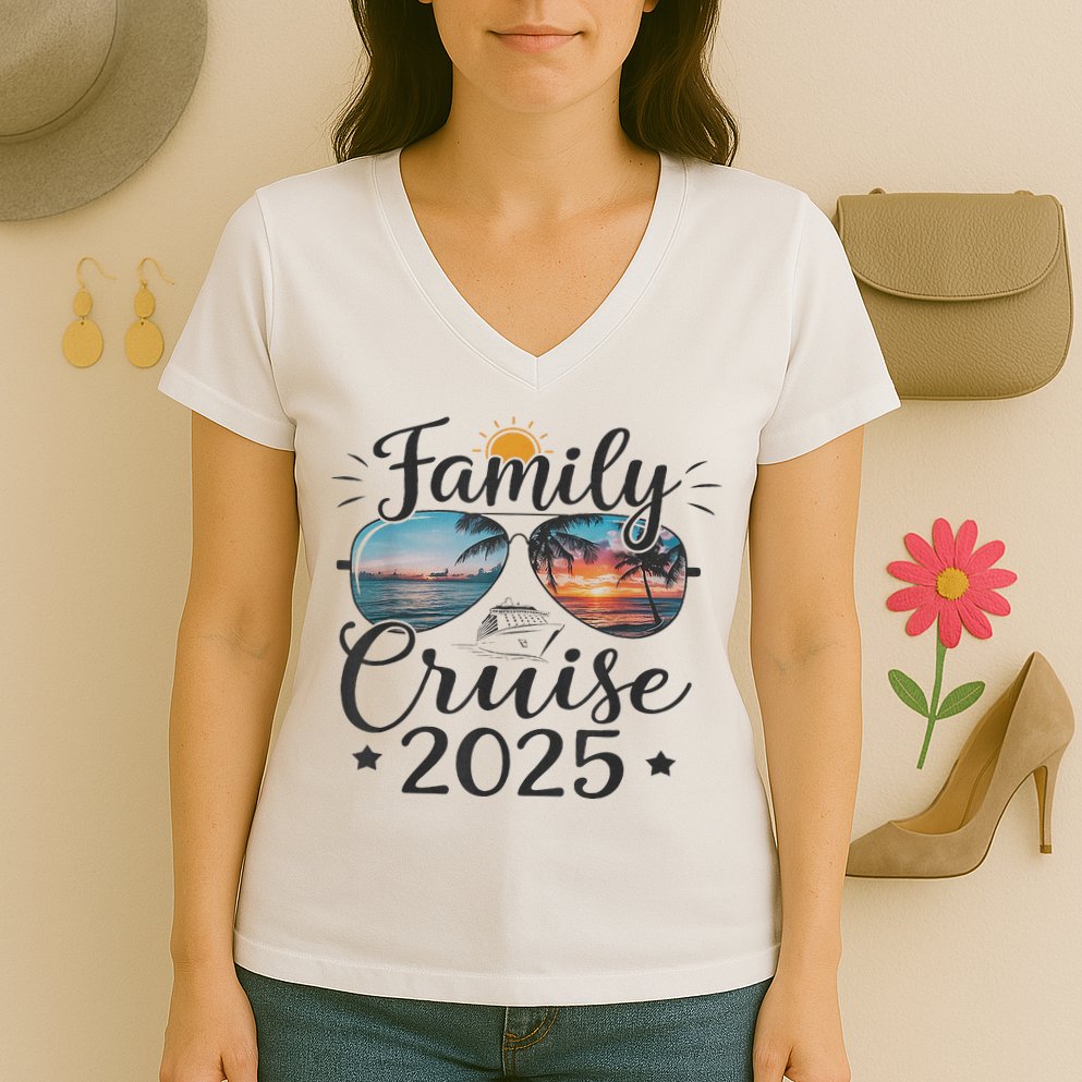 Family Cruise 2025 Vacation Trip Family Matching Cruise Ship Women's V-Neck T-Shirt