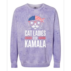 Funny Cat 2024 President Kamala Harris Cat Ladies For Kamala Gift Colorblast Crewneck Sweatshirt