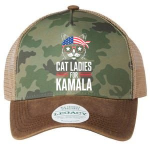 Funny Cat 2024 President Kamala Harris Cat Ladies For Kamala Gift Legacy Tie Dye Trucker Hat