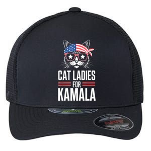 Funny Cat 2024 President Kamala Harris Cat Ladies For Kamala Gift Flexfit Unipanel Trucker Cap