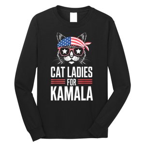 Funny Cat 2024 President Kamala Harris Cat Ladies For Kamala Gift Long Sleeve Shirt