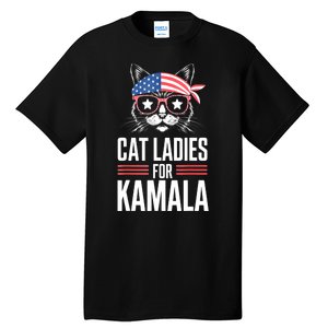 Funny Cat 2024 President Kamala Harris Cat Ladies For Kamala Gift Tall T-Shirt