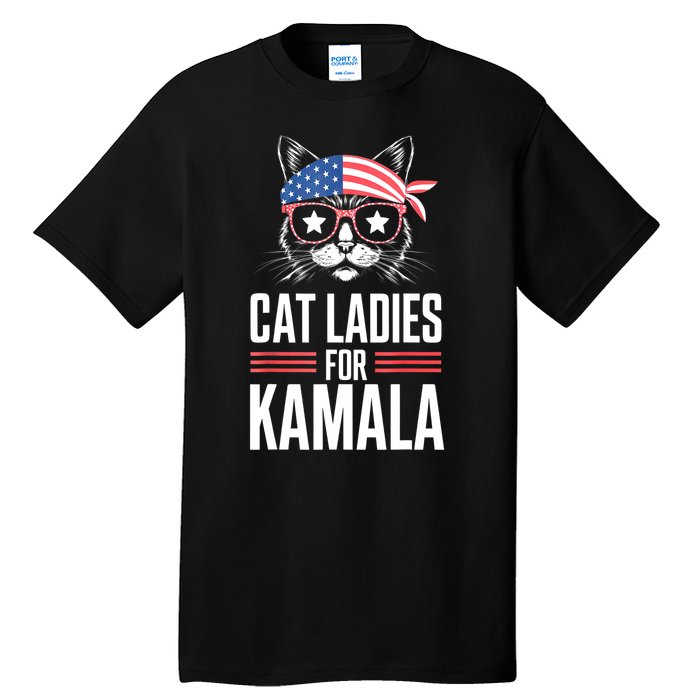 Funny Cat 2024 President Kamala Harris Cat Ladies For Kamala Gift Tall T-Shirt