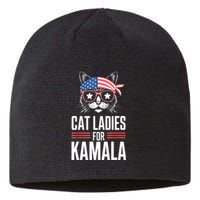 Funny Cat 2024 President Kamala Harris Cat Ladies For Kamala Gift Sustainable Beanie