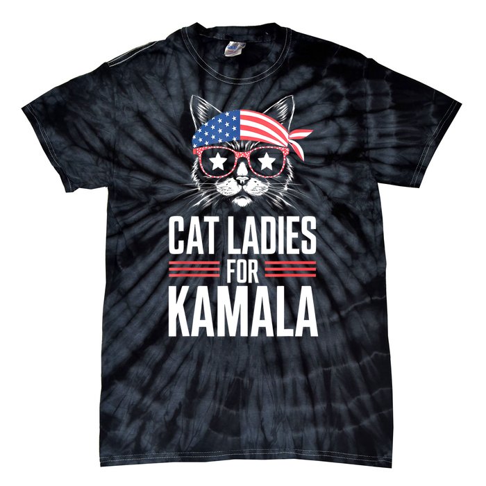 Funny Cat 2024 President Kamala Harris Cat Ladies For Kamala Gift Tie-Dye T-Shirt