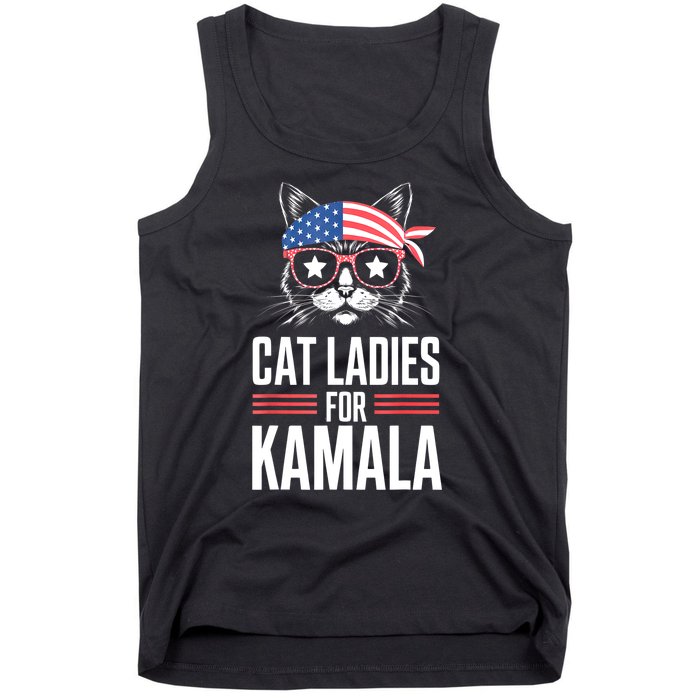 Funny Cat 2024 President Kamala Harris Cat Ladies For Kamala Gift Tank Top