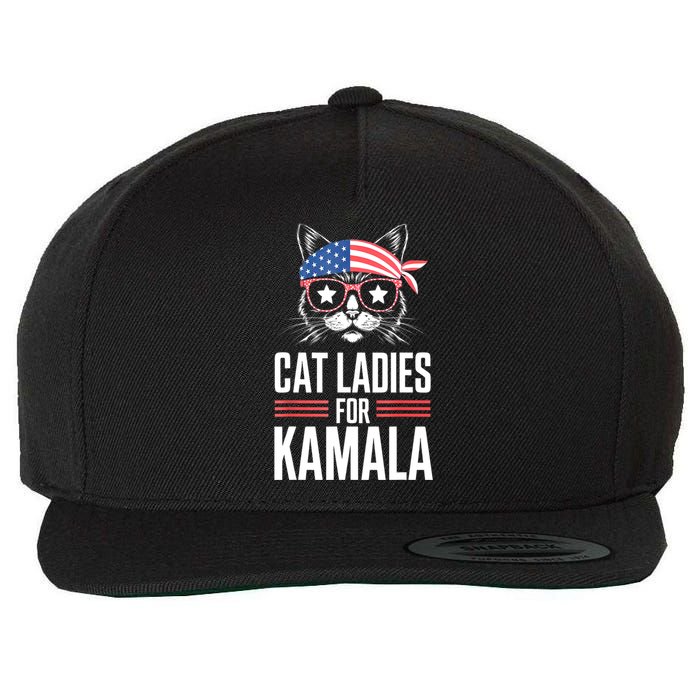 Funny Cat 2024 President Kamala Harris Cat Ladies For Kamala Gift Wool Snapback Cap