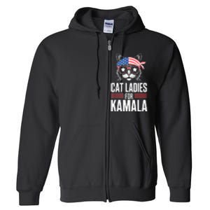 Funny Cat 2024 President Kamala Harris Cat Ladies For Kamala Gift Full Zip Hoodie