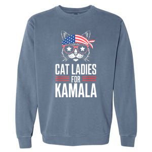 Funny Cat 2024 President Kamala Harris Cat Ladies For Kamala Gift Garment-Dyed Sweatshirt