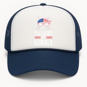 Funny Cat 2024 President Kamala Harris Cat Ladies For Kamala Gift Trucker Hat