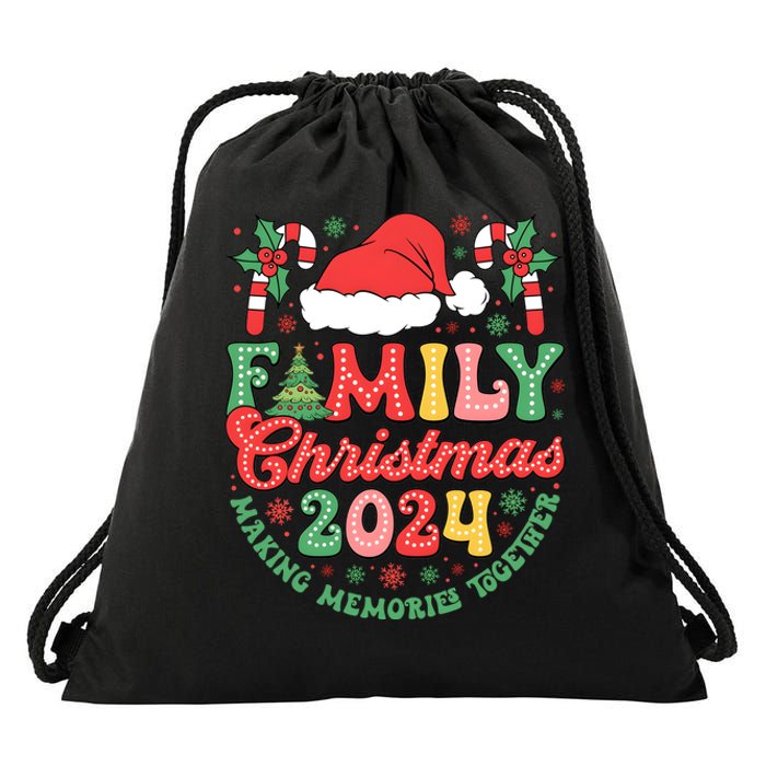 Family Christmas 2024 Making Memories Together Drawstring Bag