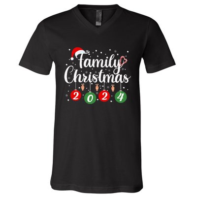 Family Christmas 2024 Xmas Holiday Pajamas Family Vacation V-Neck T-Shirt