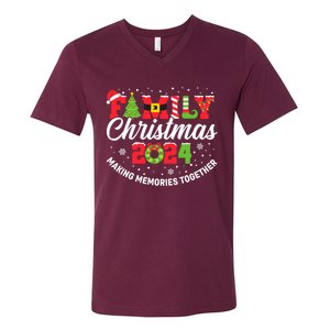 Family Christmas 2024 Matching Outfit Xmas Squad Santa Group V-Neck T-Shirt