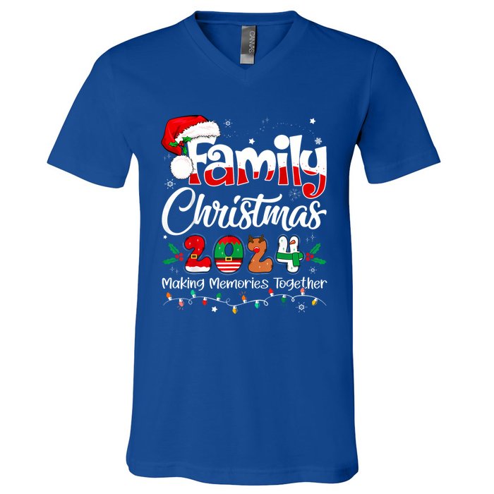 Family Christmas 2024 Matching Outfit Xmas Squad Santa Funny Gift V-Neck T-Shirt