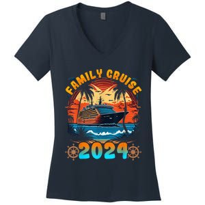 Family Cruise 2024 Cruising Family Vacation Women's V-Neck T-Shirt