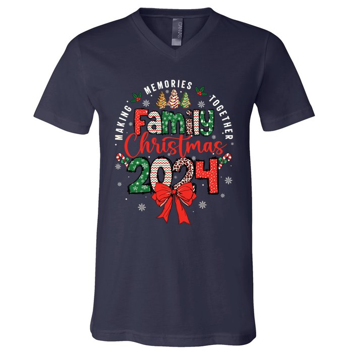 Family Christmas 2024 Matching Xmas Making Memories Together V-Neck T-Shirt