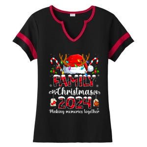 Family Christmas 2024 Matching Squad Santa Elf Funny Xmas Ladies Halftime Notch Neck Tee