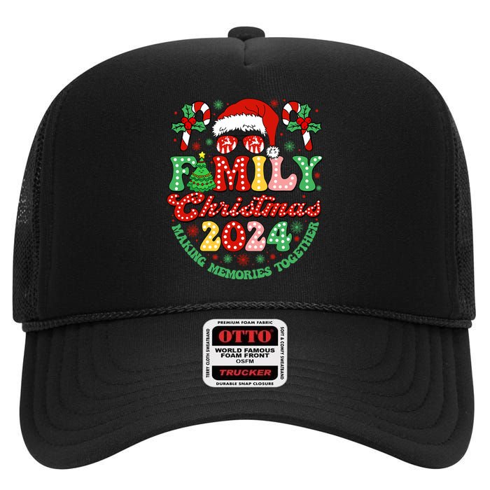 Family Christmas 2024 Christmas Squad Xmas Matching Pajamas High Crown Mesh Back Trucker Hat