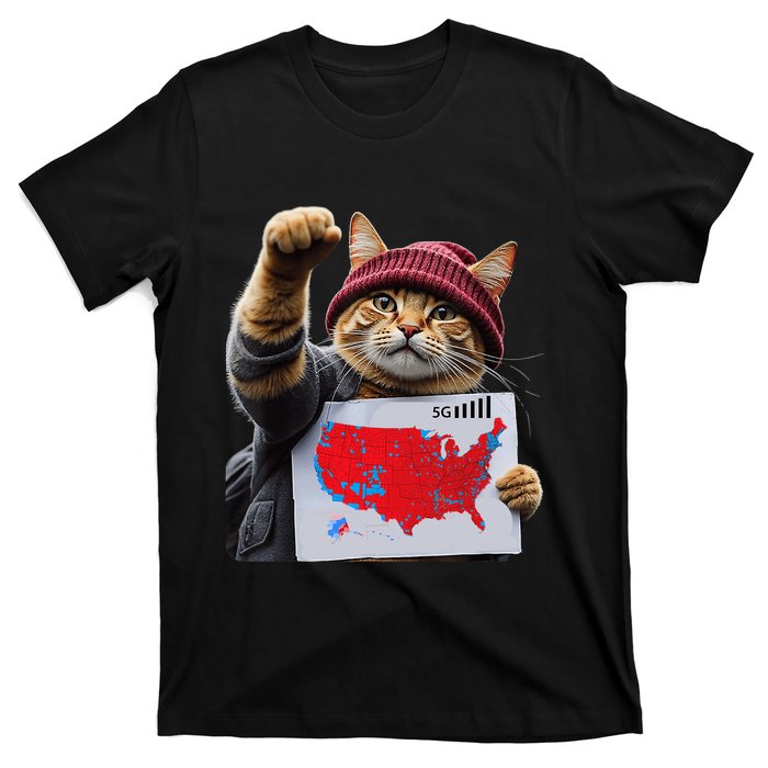 Funny Cat 2024 We Saved America Presidential Election Map T-Shirt