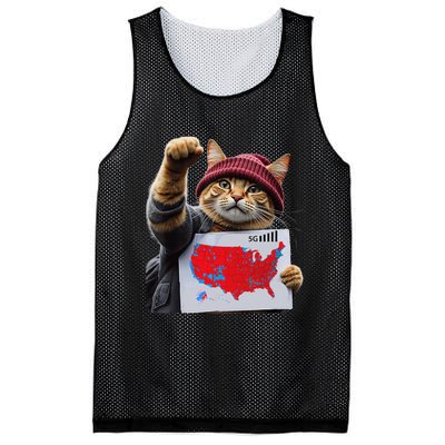 Funny Cat 2024 We Saved America Presidential Election Map Mesh Reversible Basketball Jersey Tank